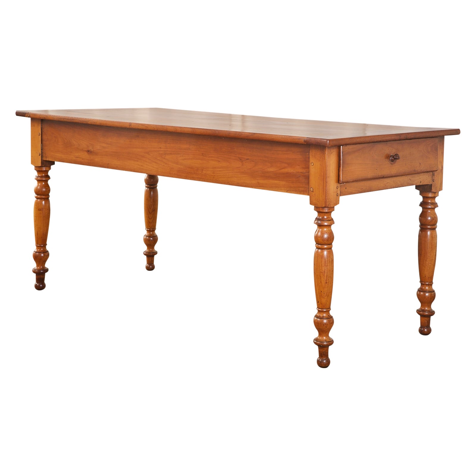 French Louis Philippe Fruitwood Farmhouse Work Table Console For Sale