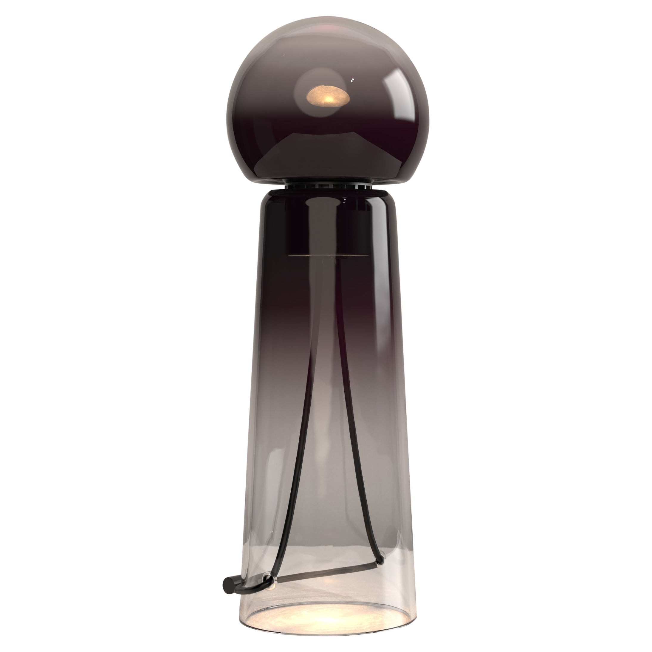 Gigi Dark Purple LED Hand Blown Glass Table Lamp by Studio d'Armes For Sale