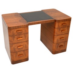 Art Deco Figured Walnut Partners Desk by Maple & Co