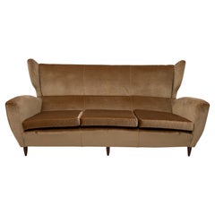 Attributed to Gio Ponti Mid-Century Modern Italian High Back Sofa, 50s