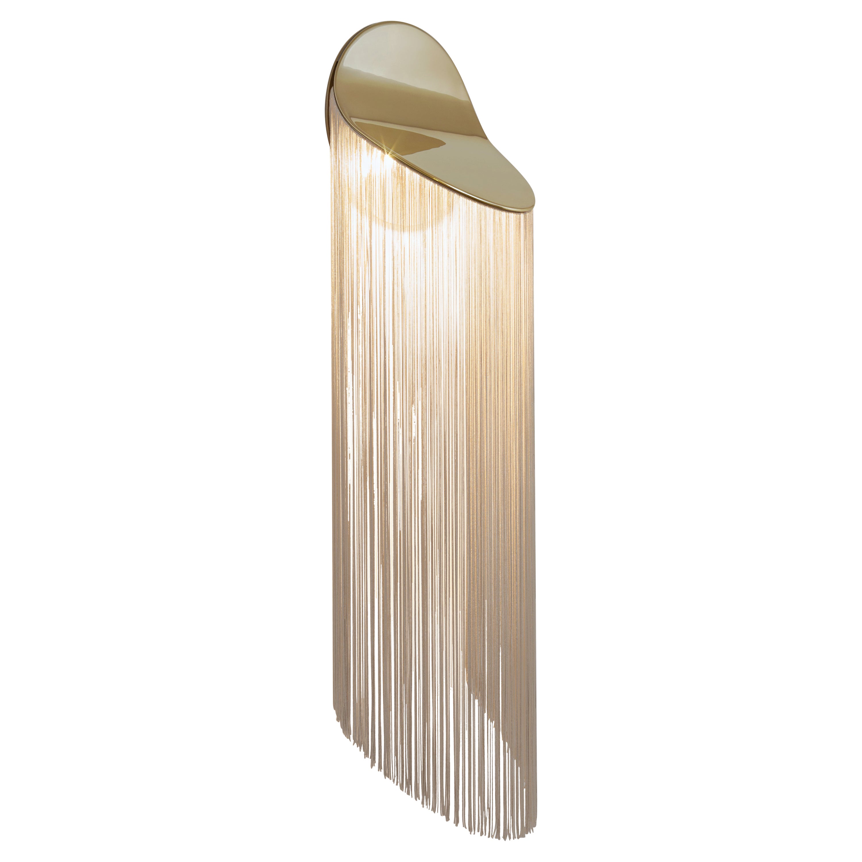 Cé Wall 12K Gold with Natural White Rayon Fringes Wall Sconce by Studio d'Armes