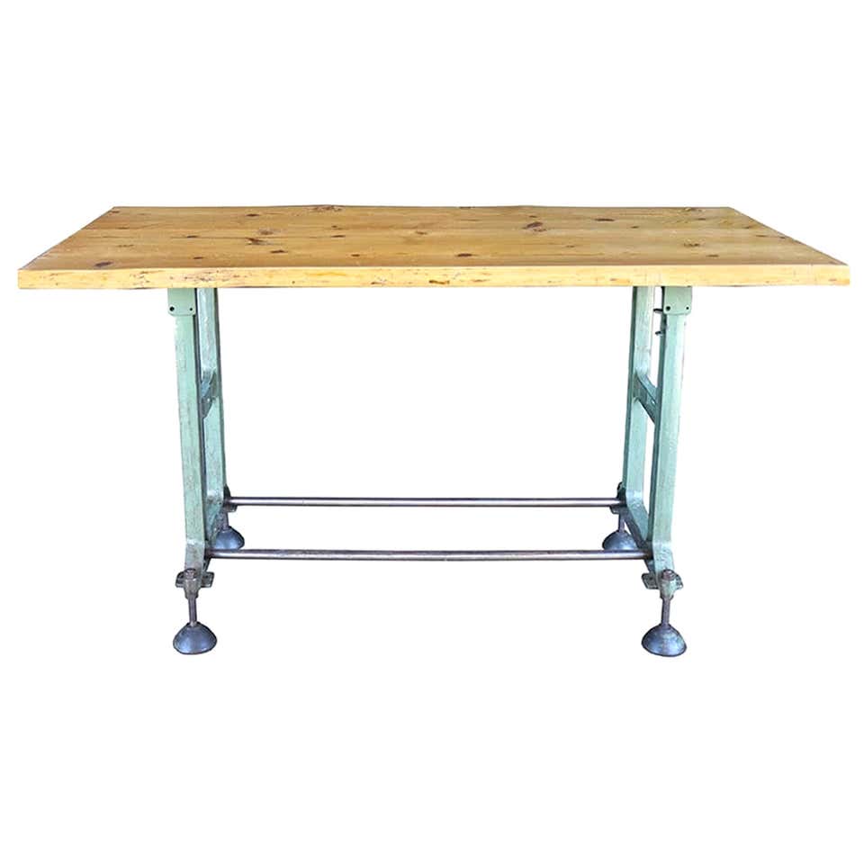 Industrial Swing-Arm Mess Hall Table with Polished Top, circa 1940s For ...