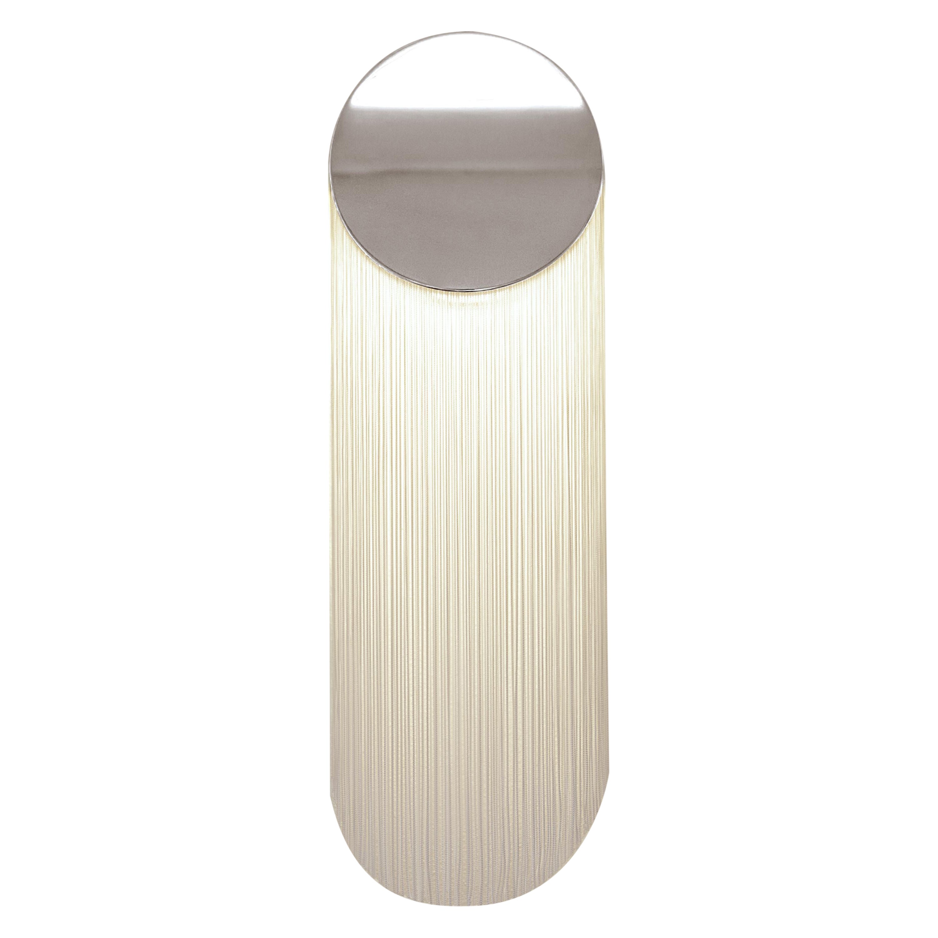 Cé Petite Chrome Wall sconce with Natural White Rayon Fringes by Studio d'Armes