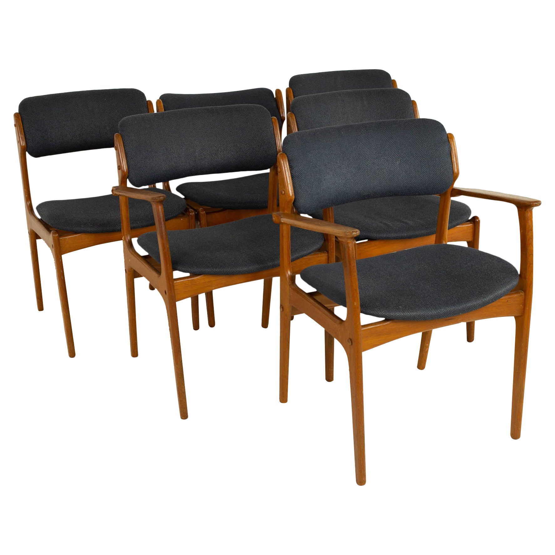 Erik Buch Mid Century Danish Teak Dining Chairs, Set of 6