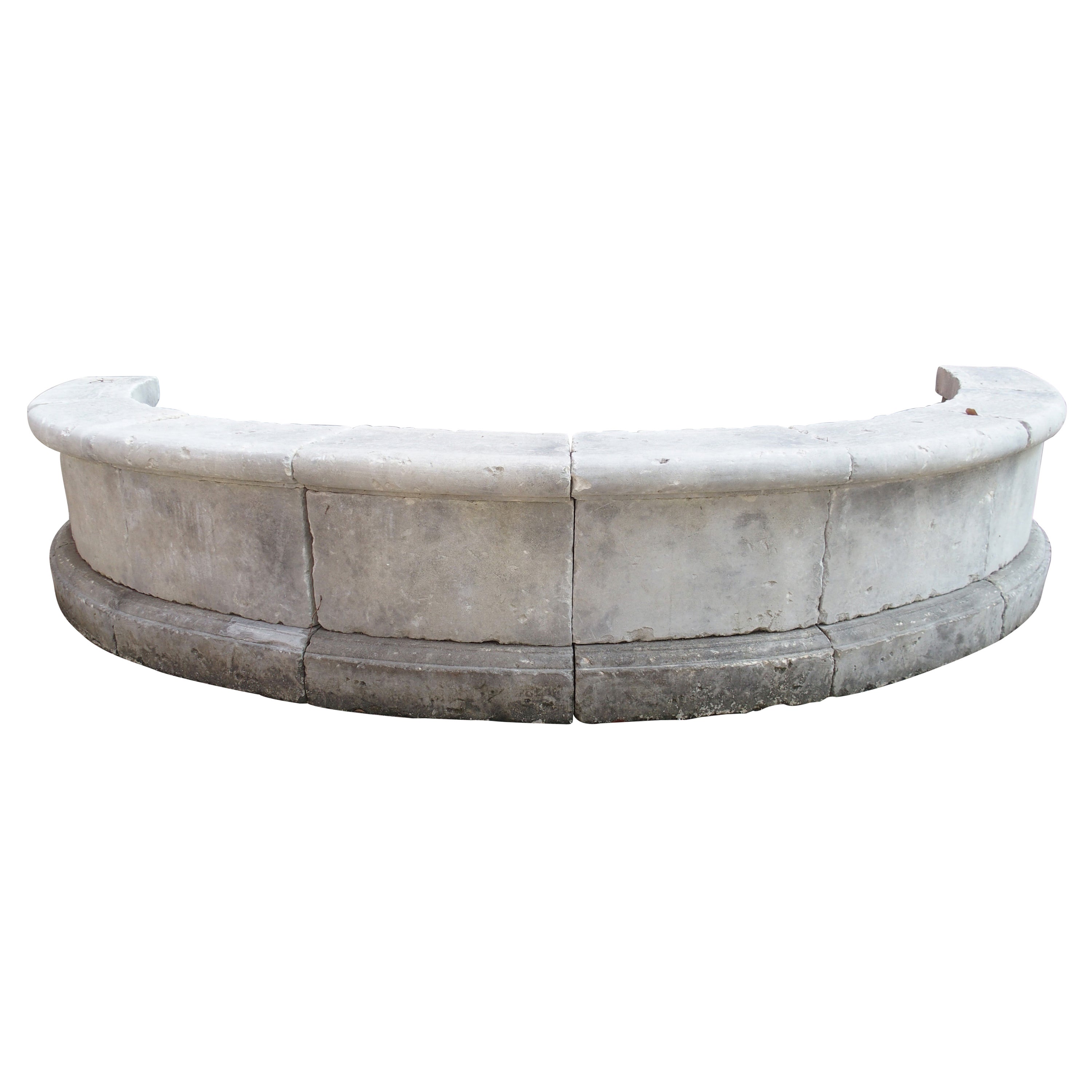 Semi Circular Carved Limestone Fountain Basin Wall from Southern, Italy
