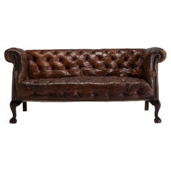 Canapé en cuir Chesterfield Two Seater, vers 1900