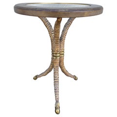 Faux Horn Neoclassical Style Tripod Drinks Table