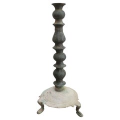 Persian Bronze Candlestick with Etched Decoration
