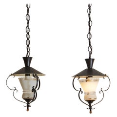 Pair of French Black and Gold Lanterns