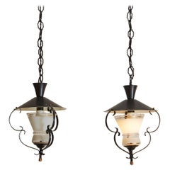 Pair of French Black and Gold Lanterns