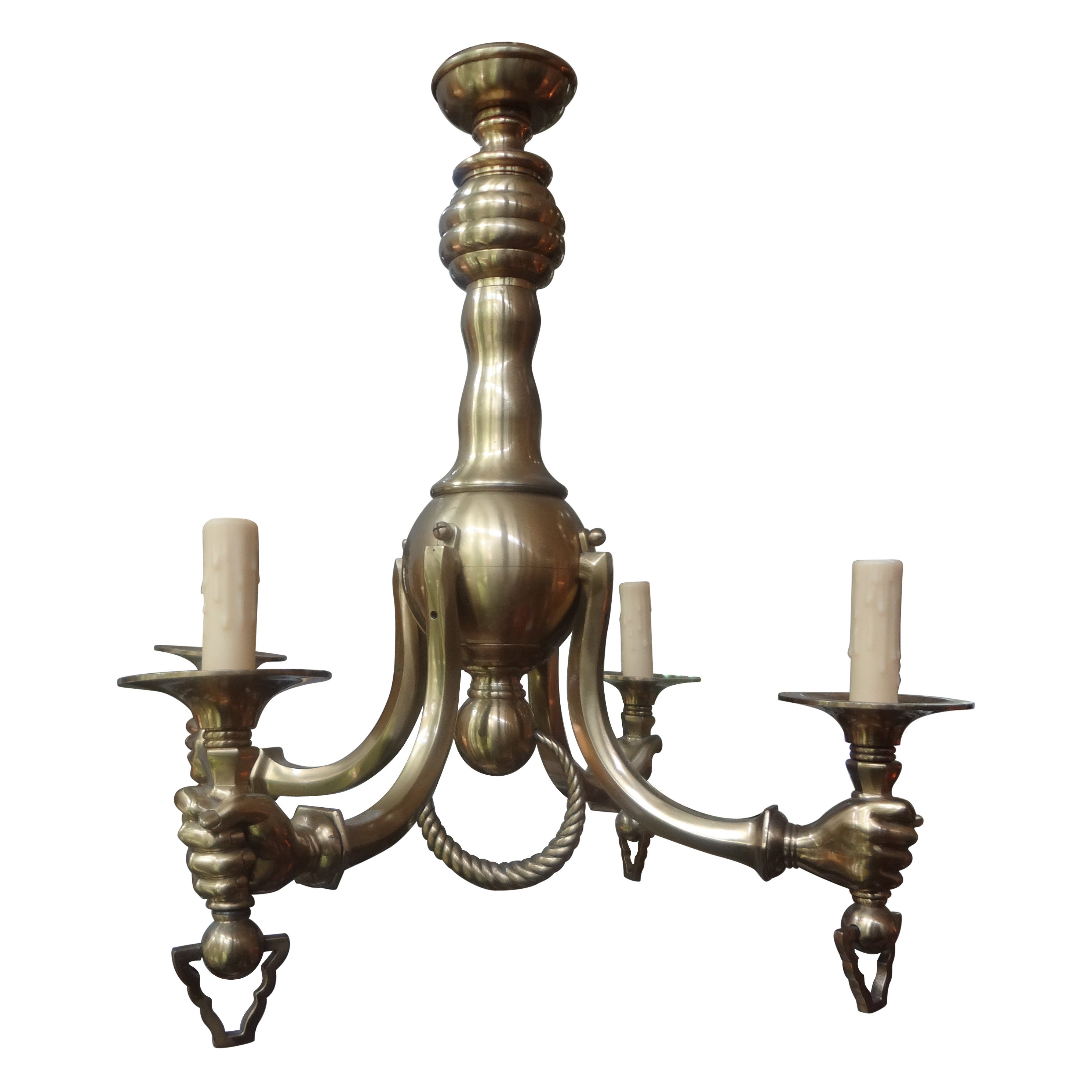 Italian Brass Fluorescent Tube Chandelier at 1stDibs