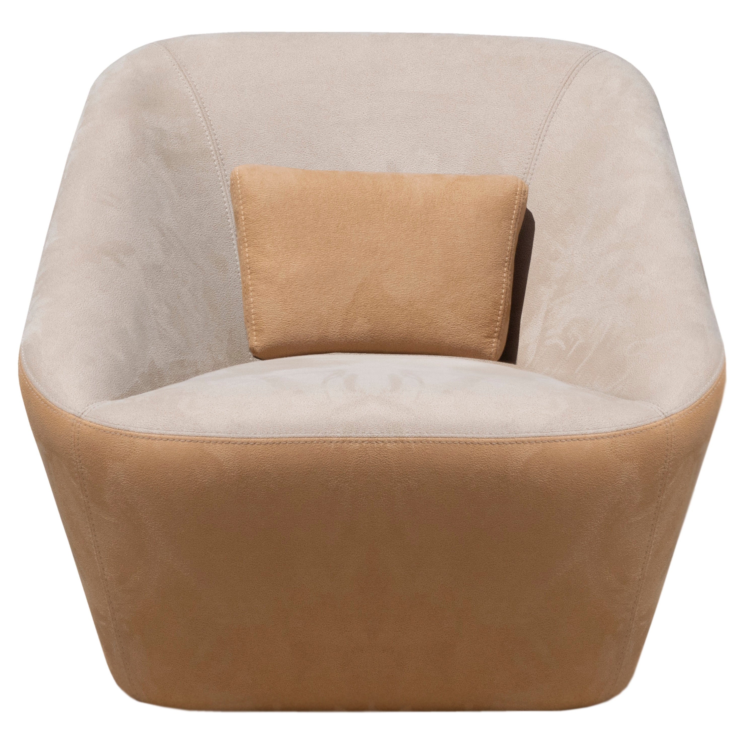 Prince Spencer Armchair with Two-Tone (Beige-Orange) Fabric Upholstery For Sale