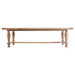 Country French Provincial Style Oak Farmhouse Trestle Dining Table