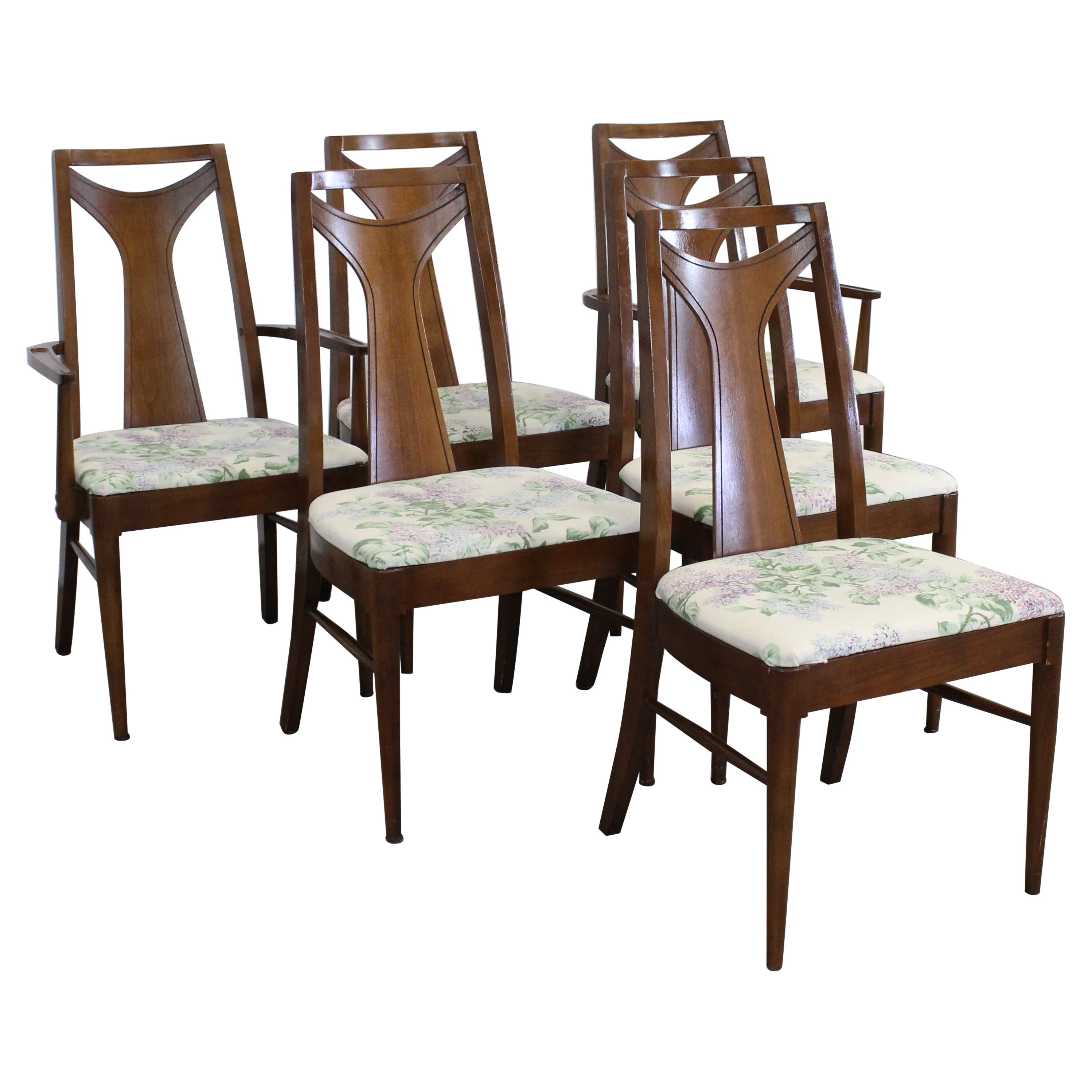 Set of 6 Mid-Century Modern Kent Coffey Perspecta Walnut Dining Chairs
