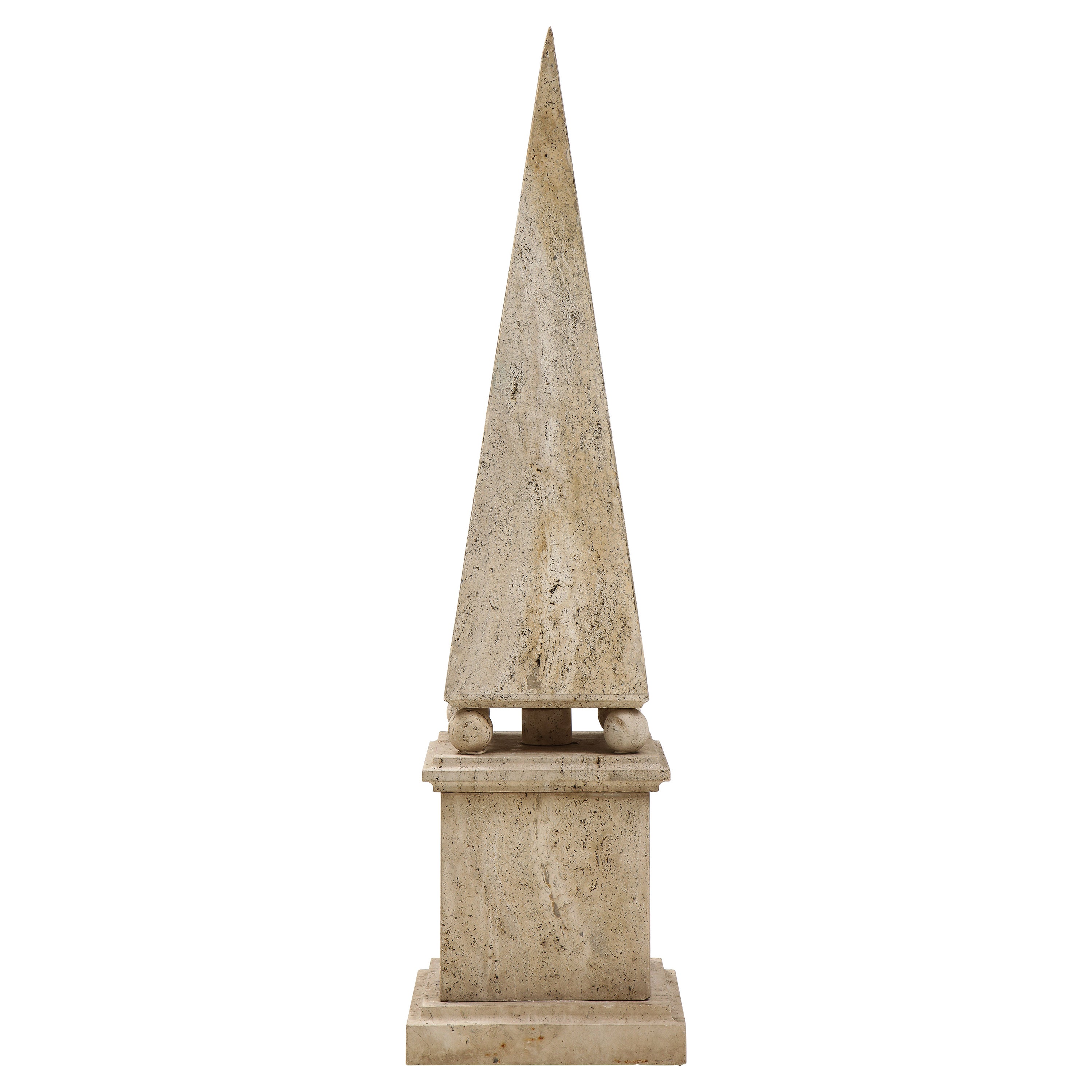 Italienischer minimalistischer Obelisk aus römischem Travertin, Italien, 1970 im Angebot