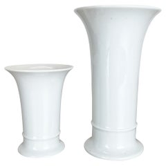 Juego de 2 originales jarrones de porcelana blanca OP Art de AK Kaiser, Alemania, años 70