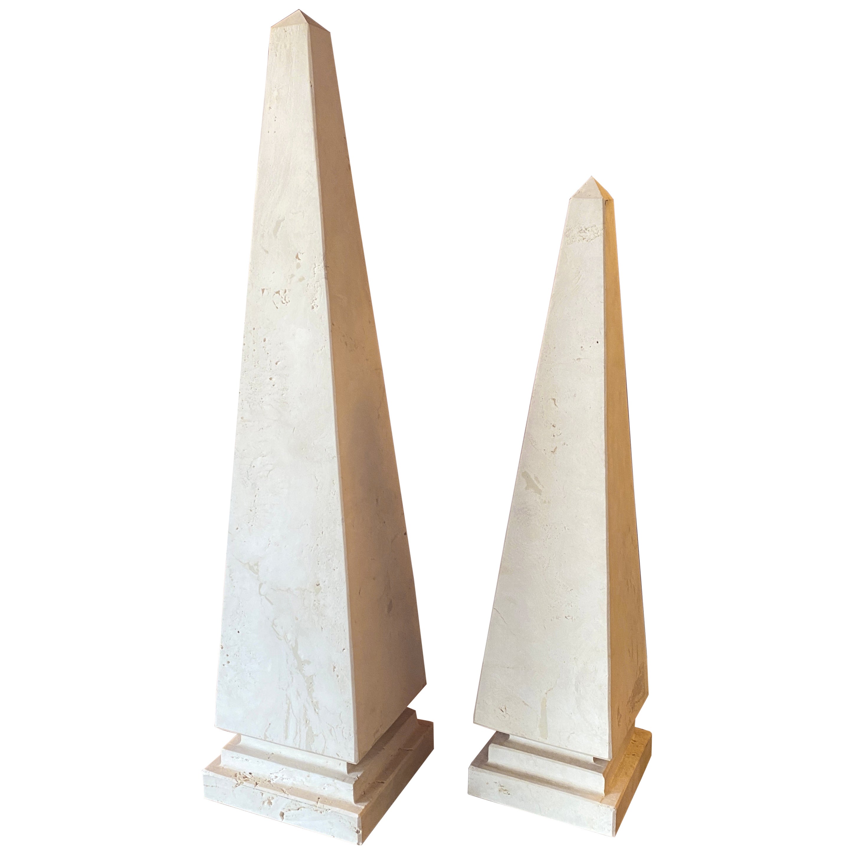 Pair of Alabaster Italian Obelisks For Sale