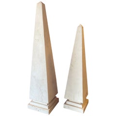 Pair of Alabaster Italian Obelisks