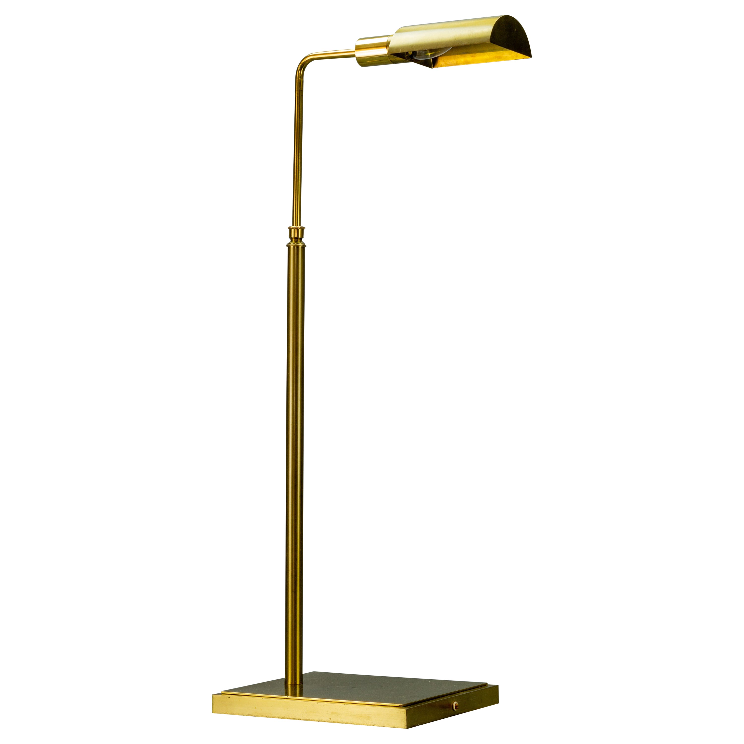 Mid-Century Modern Brass Adjustable Height Floor Lamp, 1970s