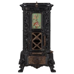 French Art Nouveau Cast Iron Coal Heater by Sougland, 1900's