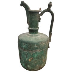 13th Century Bronze Persian Wine Ewer with Decorative Handle