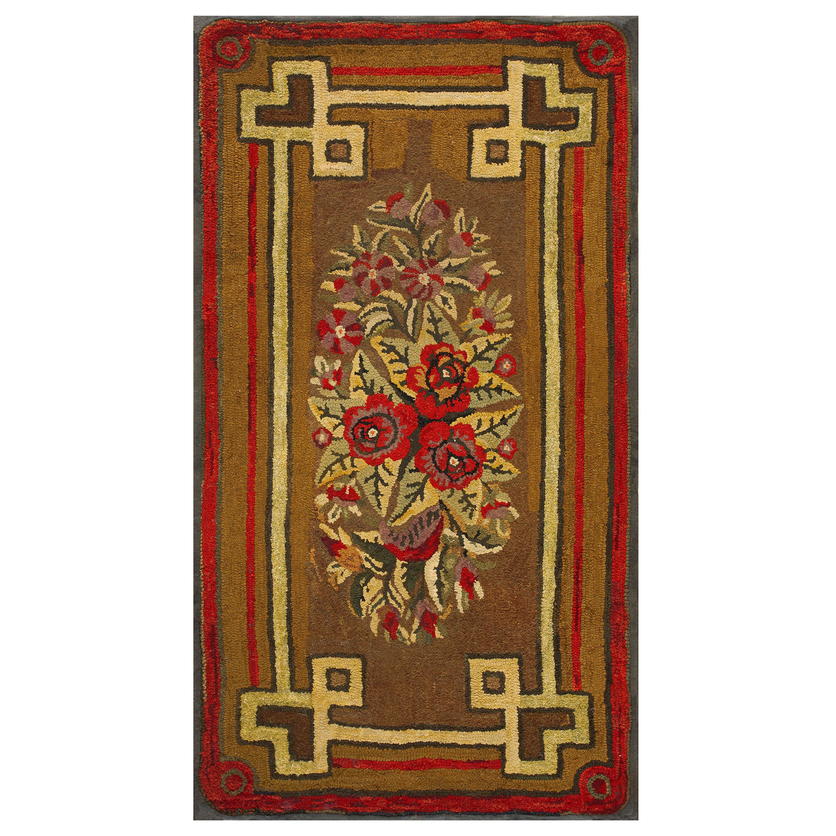 Antique American Hooked Rug 2' 4" x 4' 4"