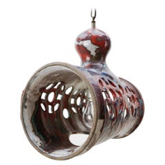 Grande lampada a sospensione in ceramica fatta a mano, unica nel suo genere, degli anni '60, Italia