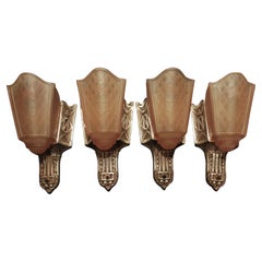 Beautiful Set of Four Art Deco Sconces Signed by Moe Bridges