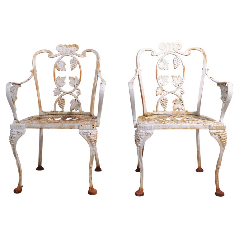 Pr. Atlanta Stove Works Cast Iron Garden Chairs For Sale at 1stDibs