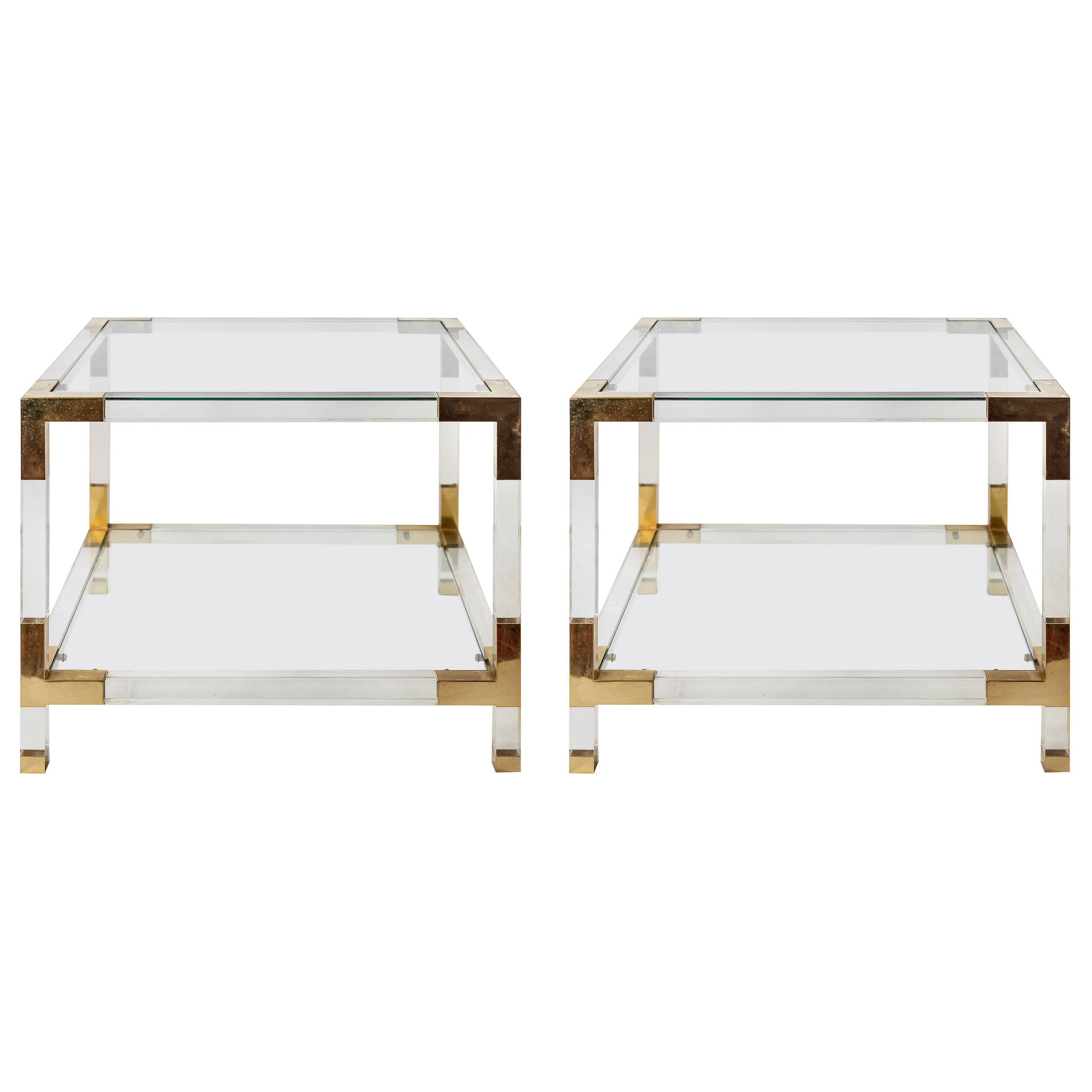 Pair of Mid-Century Italian Plexiglass Side/ Sofa Tables