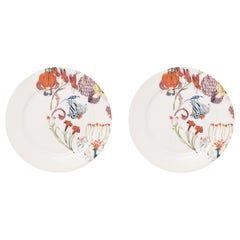 Grandma's Garden, Contemporary Porcelain Dinner Plates Set with Floral Design