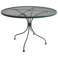 Wrought Iron and Metal Mesh Garden Patio Cafe Dining Table Att. to Woodard