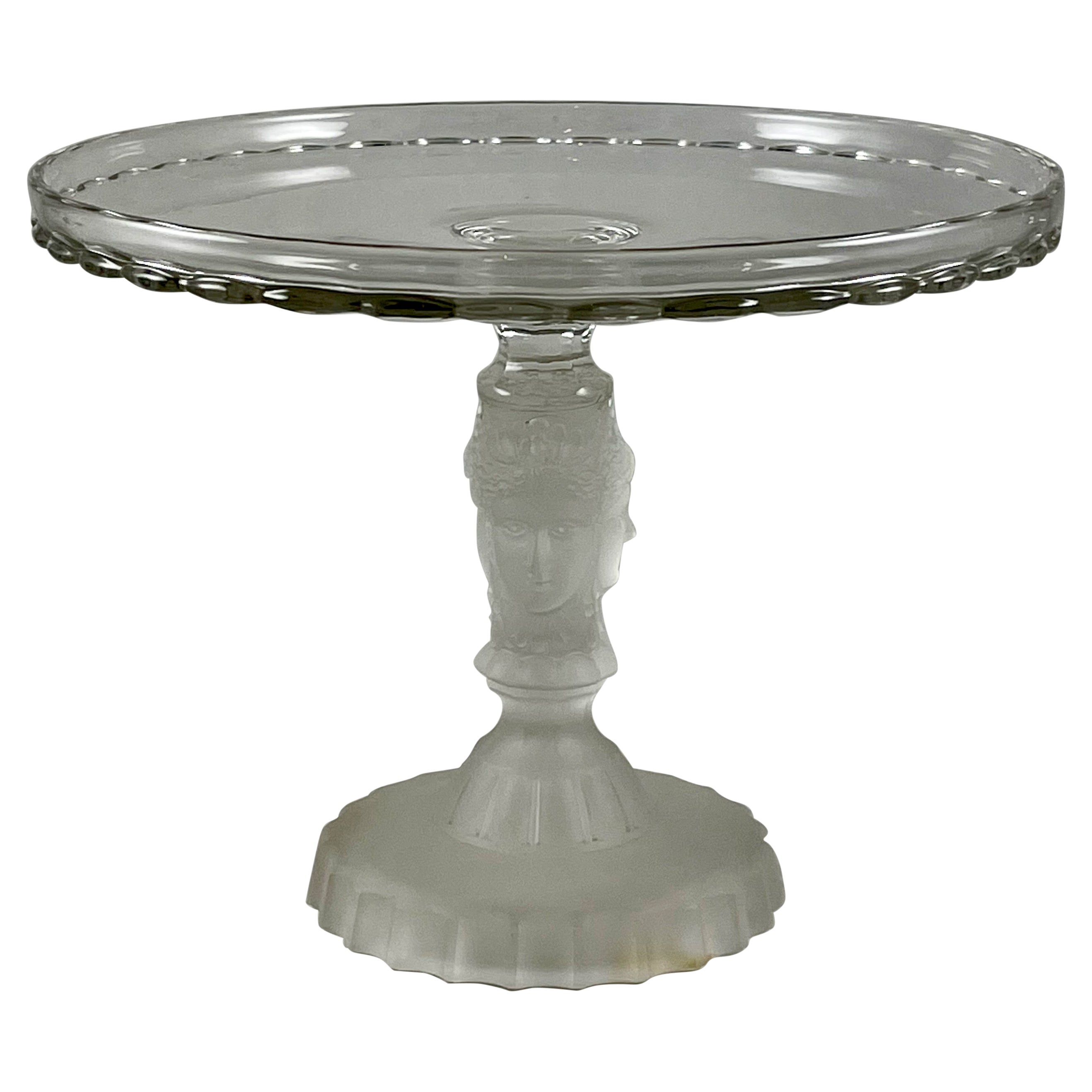 Duncan Miller Three Face Early American Pressed Glass Cake Stand, circa 1890 