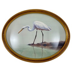 Wading Egret, Robert Bealle Watercolor on Paper, Signed & Gold Leaf Framed