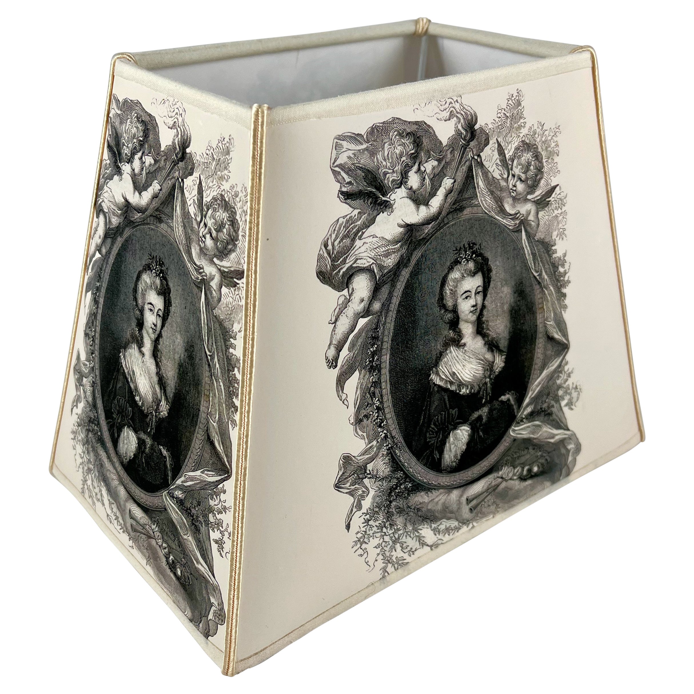 Handmade French Vellum Printed Lampshade, a NeoClassical Empire