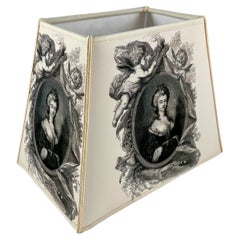 Handmade French Vellum Printed Lampshade, a Neo-Classical Empire Noblewoman