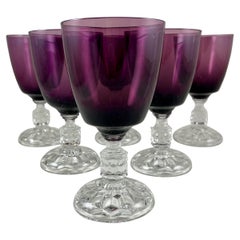 Fostoria Early American Pressed & Blown Glass Lady American Amethyst Goblets S/6