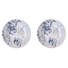 Marie Antoinette, Contemporary Porcelain Bread Plates Set with Floral Design