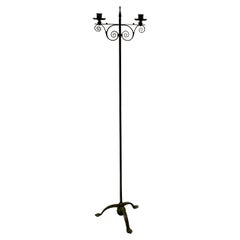 Tall Arts and Crafts Wrought Iron Candle Stick or Torchère