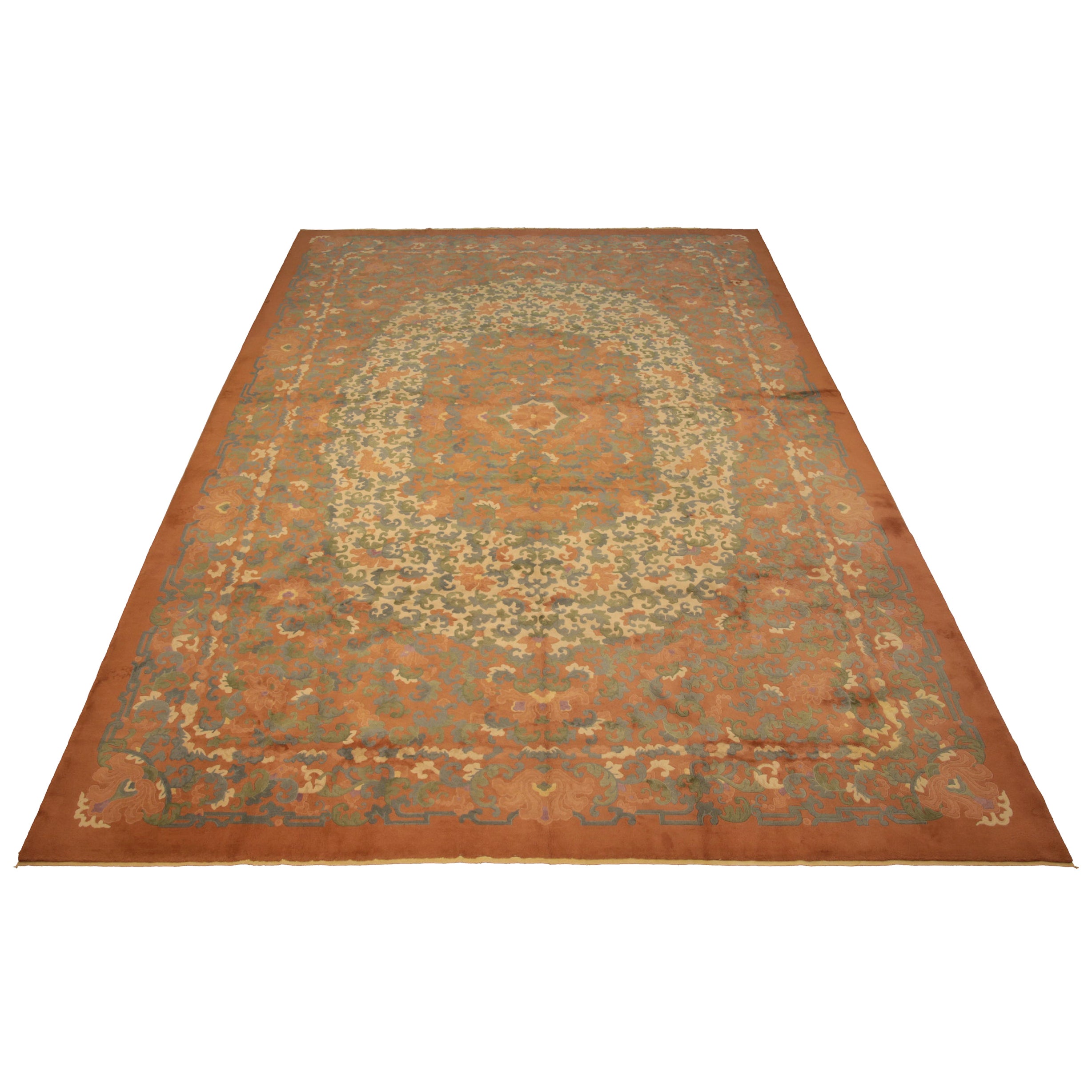 Large Antique Chinese Peking Wool Carpet, ca. 1940 For Sale