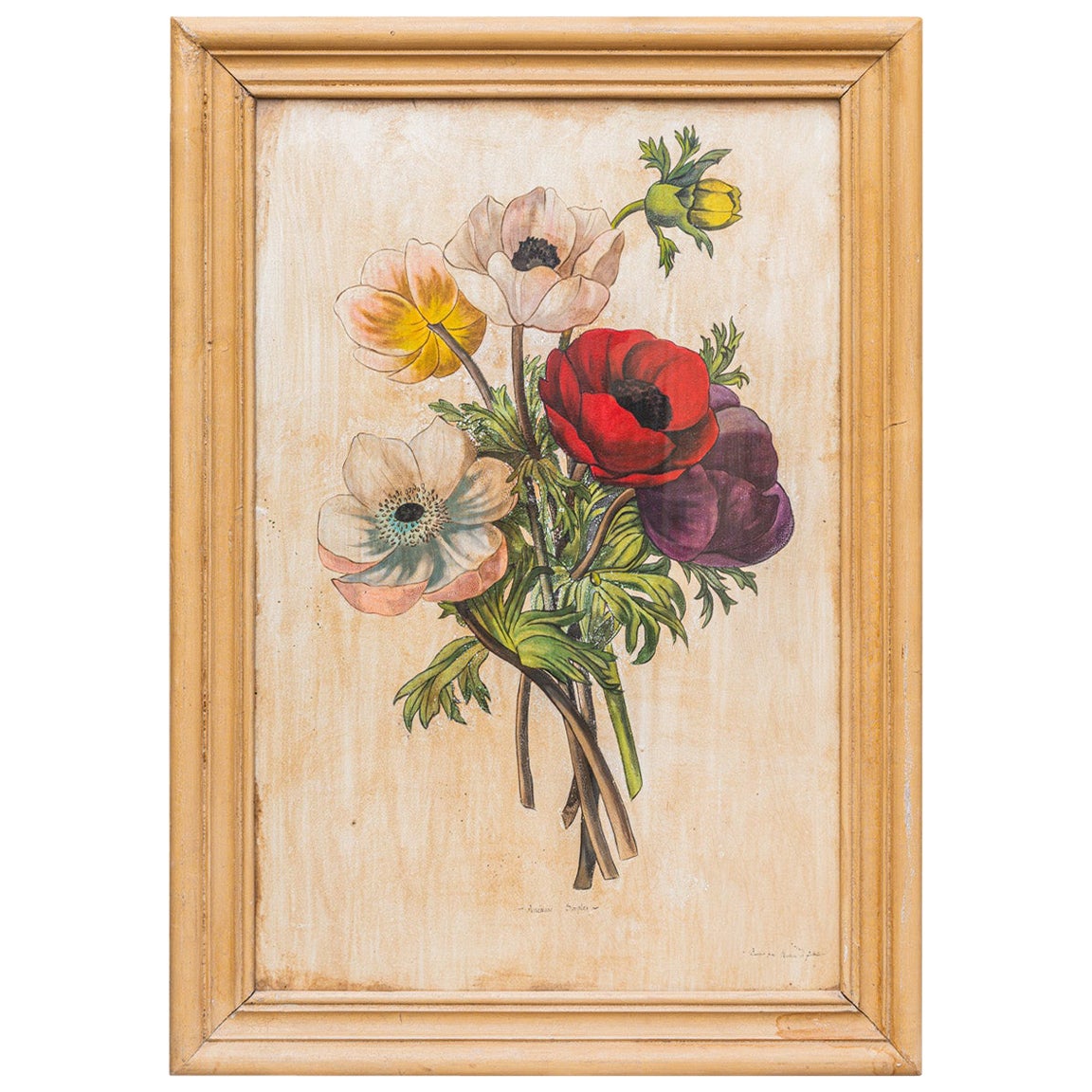 Bouquet of Anemones, Oil on Panel, circa 1950, France
