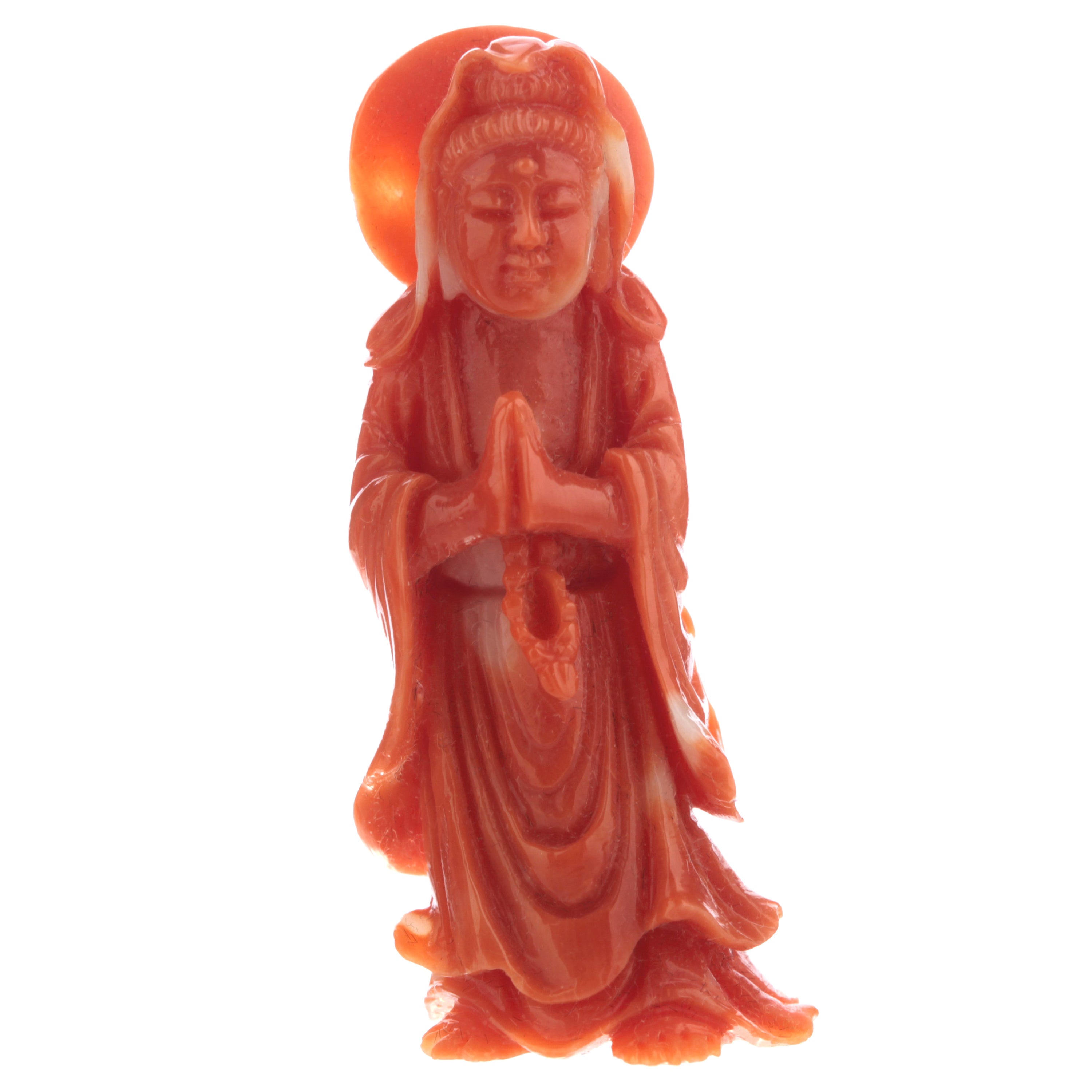 Natural Red Coral Holy Mary Virgin Carved Asian Decorative Art Statue Sculpture For Sale