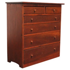 Used Early Colonial Stained Pine Petite Chest of Drawers / Dresser