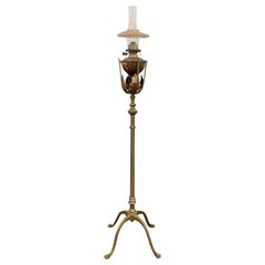Late 19th Century Antique W.A.S. Benson Brass Duplex Kerosene Floor Lamp