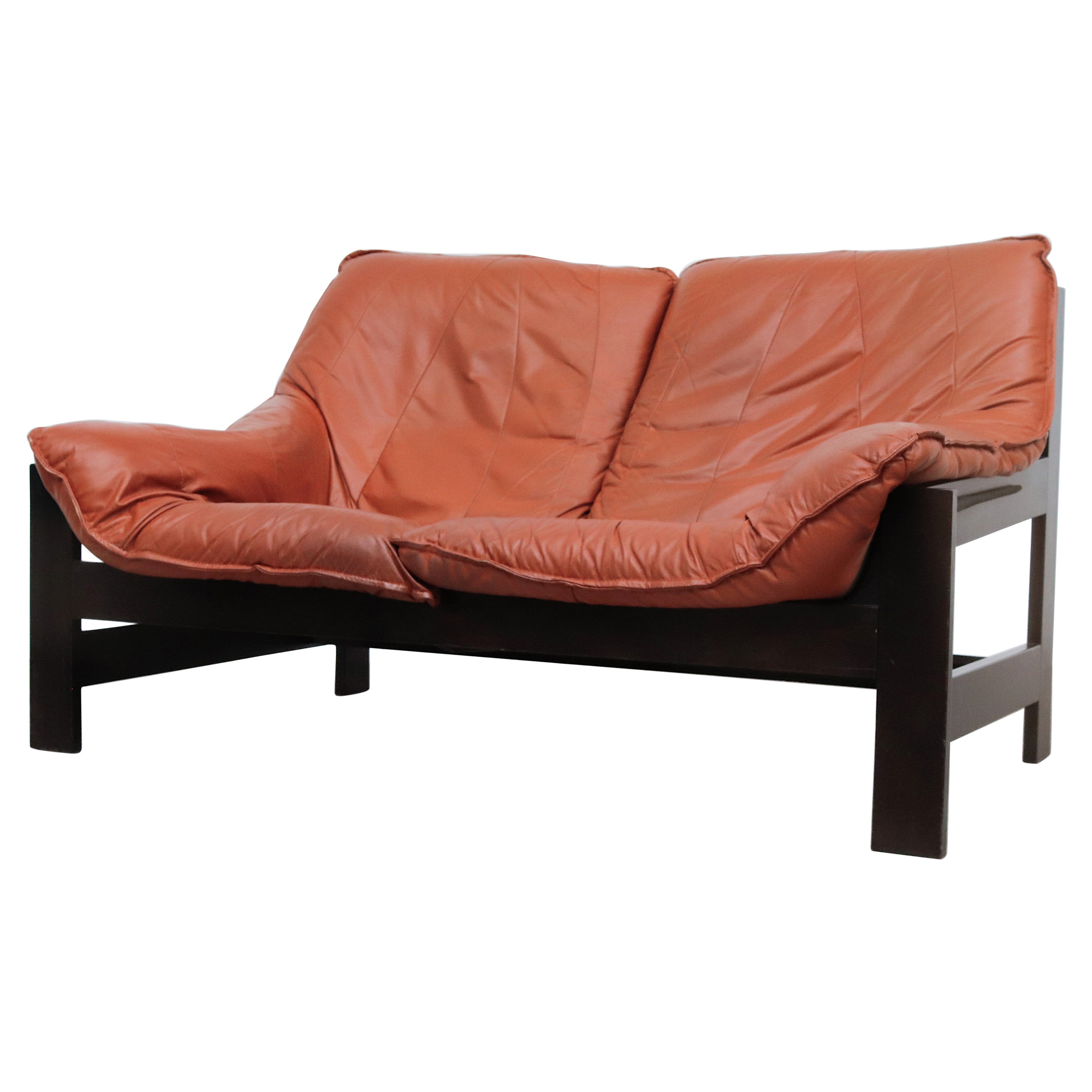 Little LeoLux Loveseat with Coral Leather