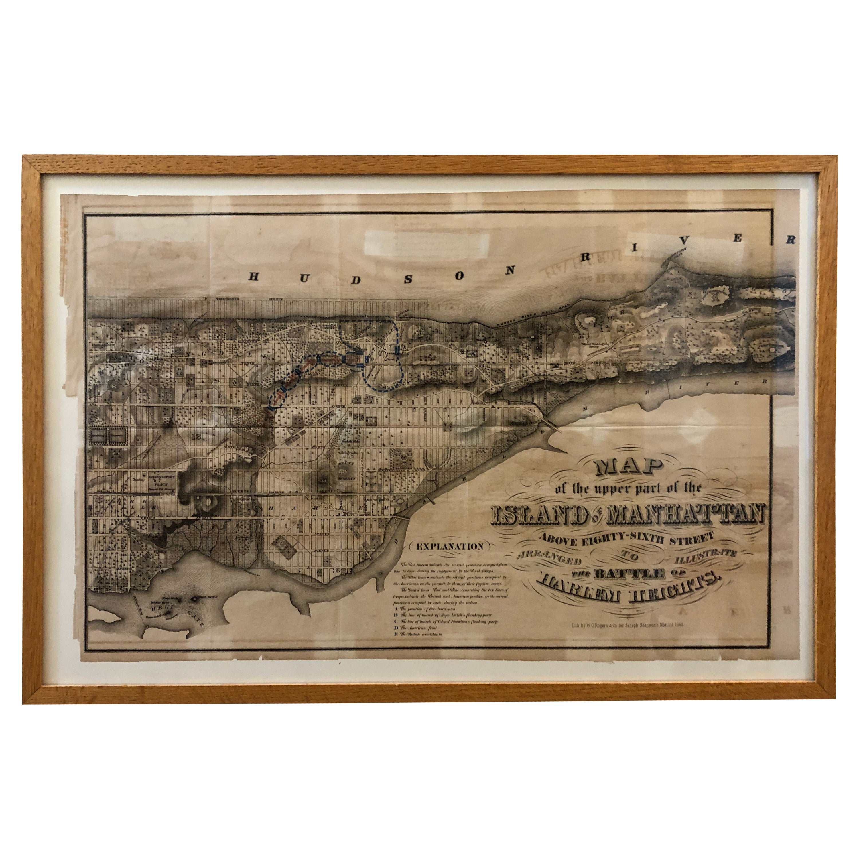 1868 Map of the Upper Part of the Island of Manhattan Above 86th Street