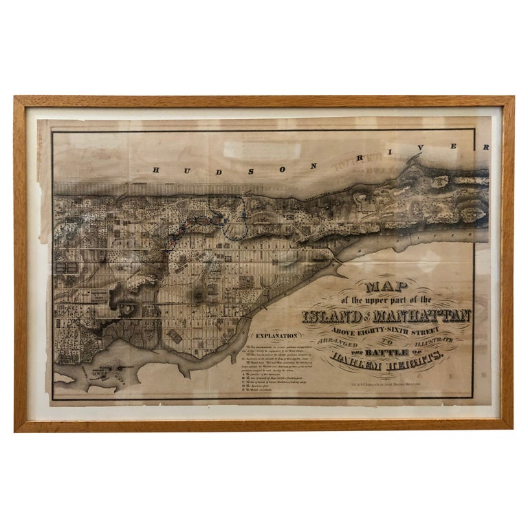 1868 Map of the Upper Part of the Island of Manhattan Above 86th Street For Sale