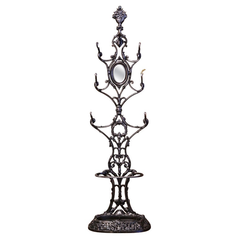19th Century French Napoleon III Polished Iron Hall Stand Signed ...