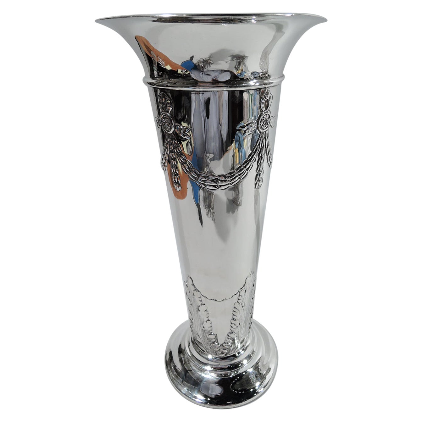 Antique American Edwardian Regency Sterling Silver Vase