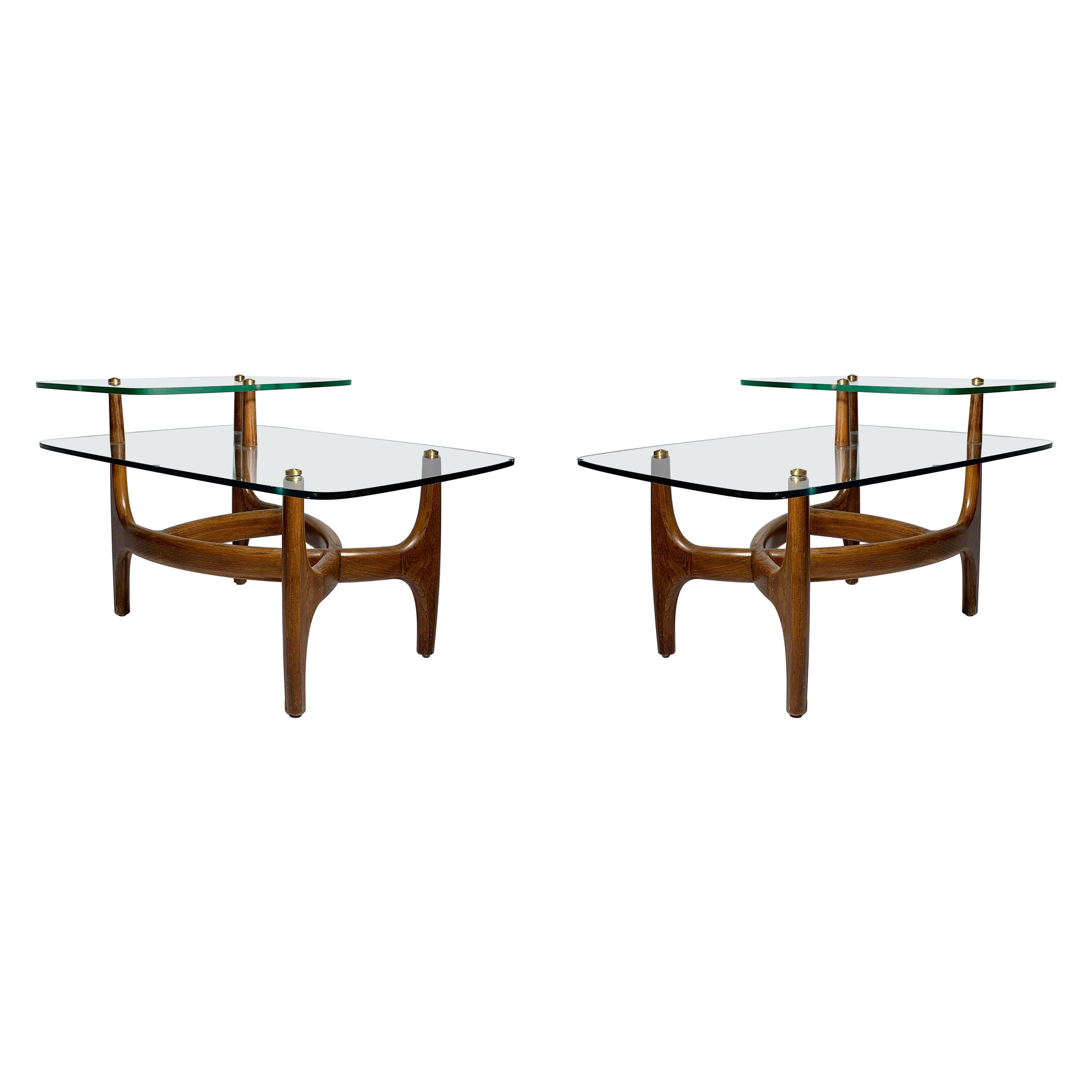 Pair of Vintage Biomorphic Glass End Tables